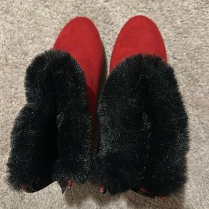 Red and black booties